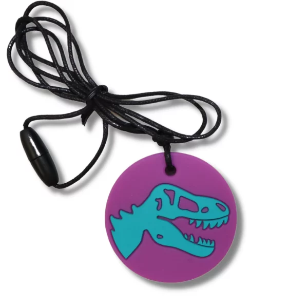 chew necklace dino pendant purple