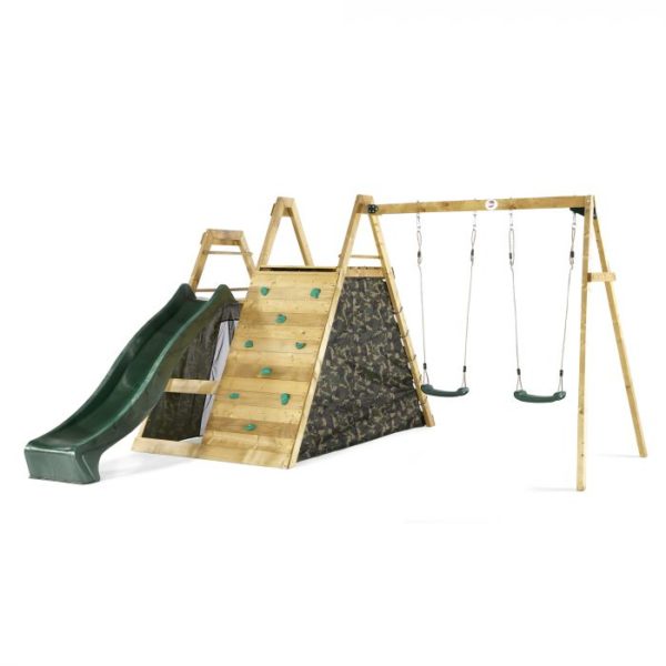 climbing frame with slide and swings