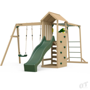 lookout tower play centre with swings and monkey bars