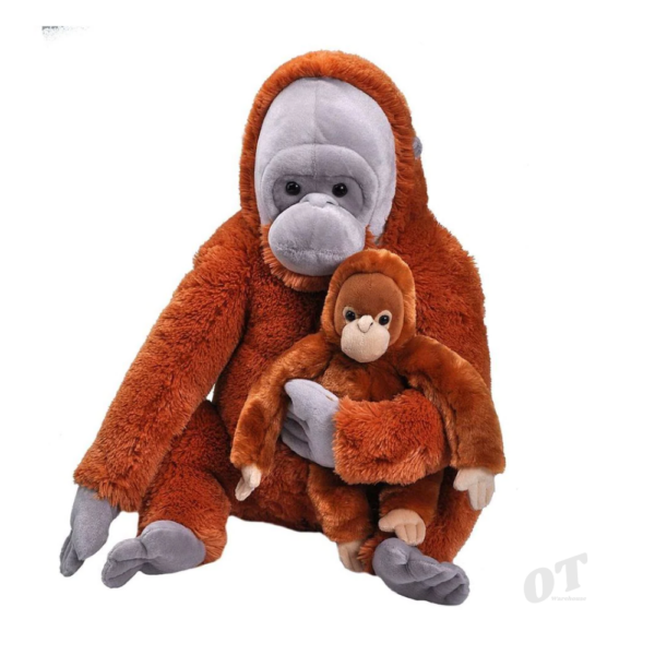 large mum and bub orangutan