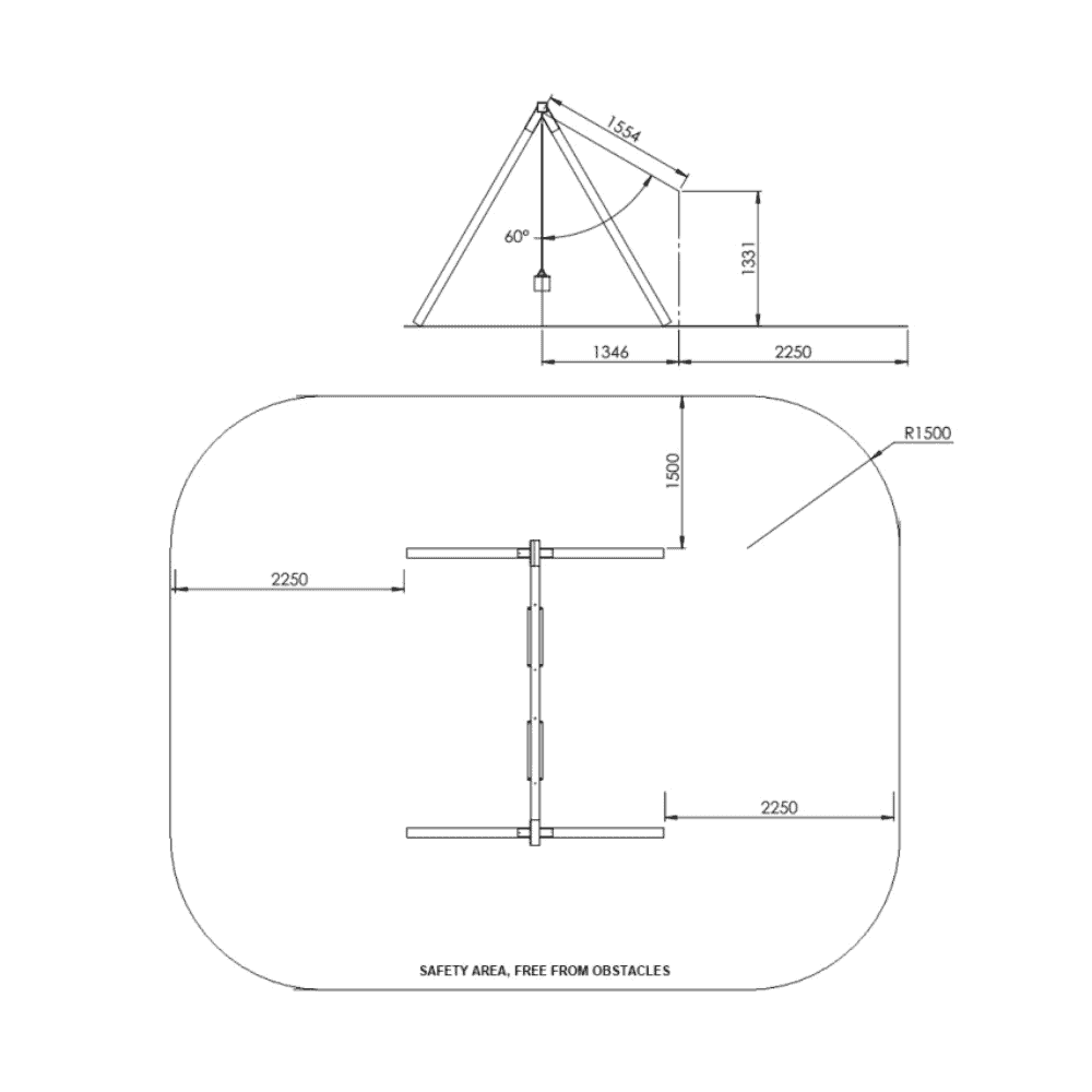 Single Swing Set Free Standing Swing Frame 90 x 90 Cypress Timber