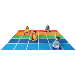 Fun colour blocks rug - 30 squares