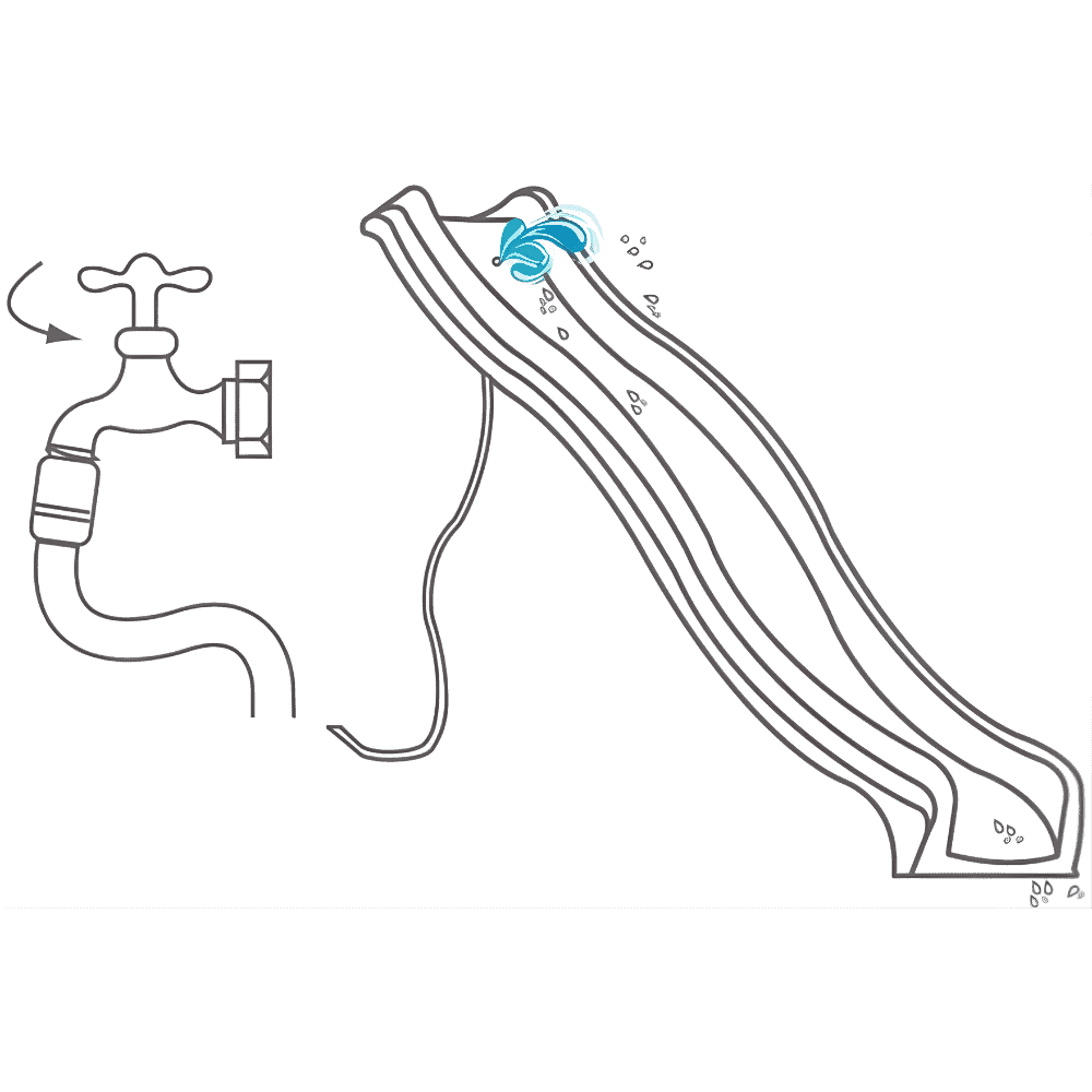 1.2m high slide ‘Yulvo’ and ladder free standing kit with water feature (1)